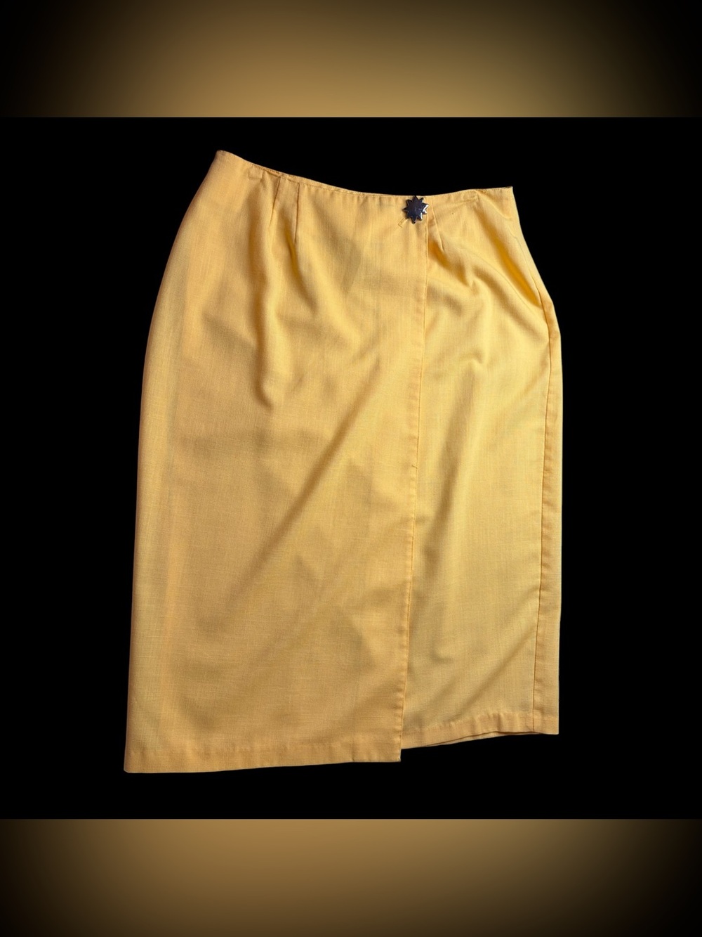 Classic Expressions 80s Vintage Yellow Pencil Wrap Sunburst Button Skirt Sz 18 W
